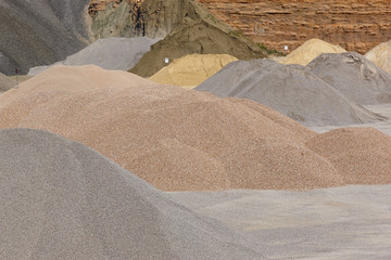 Different kinds of stone on a gravel quarry. Construction