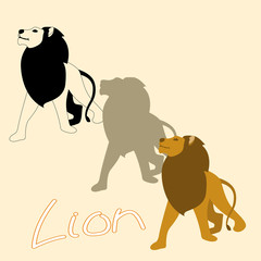 lion vector illustration style Flat set silhouette