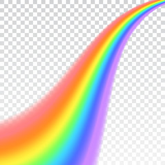 Rainbow icon. Shape wave realistic isolated on white transparent background. Colorful light and bright design element. Symbol of rain, sky, clear, nature. Graphic object Vector illustration