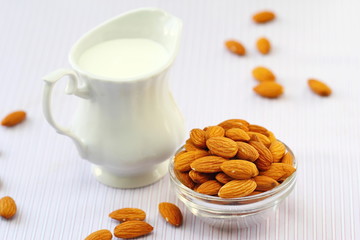 Almond milk and almonds