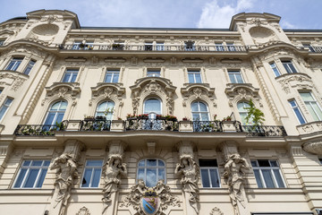 Fototapeta na wymiar austria, vienna, art nouveau houses on naschmarkt