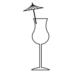 alcohol drink icon. cold cocktail with umbrella in glass. vector illustration