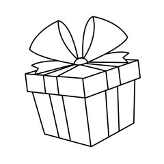 christmas gift box bow decoration icon vector illustration