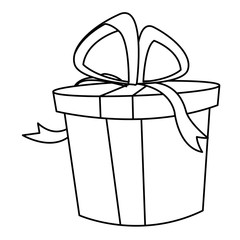 christmas gift box bow decoration icon vector illustration