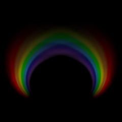 Rainbow icon. Shape arch isolated on black background. Colorful light and bright design element. Symbol of rain, sky, clear, nature. Flat simple graphic style Vector illustration