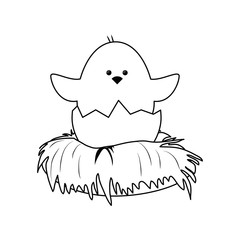 cute chicken in the nest icon over white background. vector illustration