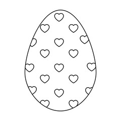 easter egg with heart shapes icon over white background. vector illustration