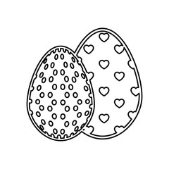 easter egg with heart shapes icon over white background. vector illustration