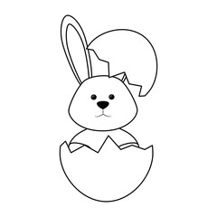 eggshell with cute bunny icon over white background. vector illustration