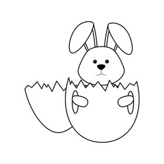 eggshell with cute bunny icon over white background. vector illustration