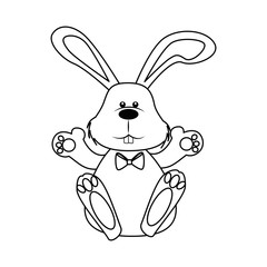 cute easter rabbit icon over white background. vector illustration