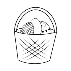 basket with easter eggs icon over white background. vector illustration