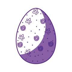 floral easter egg icon over white background. vector illustration