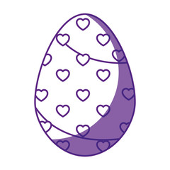 easter egg with heart shapes icon over white background. vector illustration