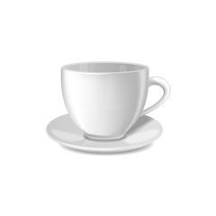 Realistic vector white cup isolated.
