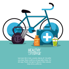 white background with elements sport healthy lifestyle vector illustration