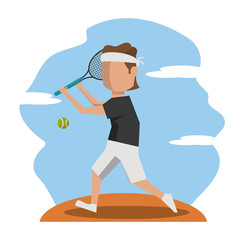 color scene with faceless tennis player vector illustration