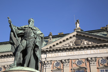 Fototapeta na wymiar Gustavo Erici Statue by Hubert (1773); Riddarhuset - Riddarhustorget Palace; Stockholm