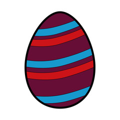 striped easter egg icon over white background. colorful design. vector illustration