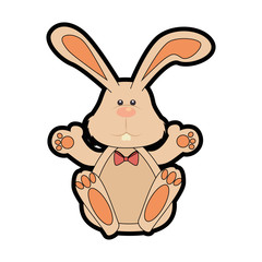 cute bunny icon over white background. happy easter concept. colorful design. vector illustration