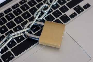 Notebook looked with padlock