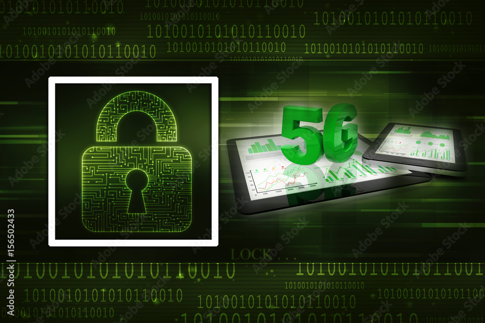 Poster 3d rendering 5G Network 5G Connection with data
