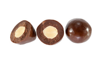 photo shot of almonds in chocolate