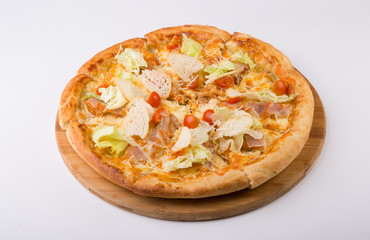 Whole baked pizza
