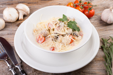Italian pasta with mushrooms