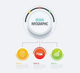 3 abstract circle infographic number business options template. Vector illustration background. Can be used for workflow layout, diagram, data, step options, banner, web design.
