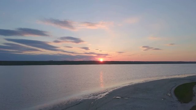 Aerial drone footage of the kuyalnik sunset slow motion