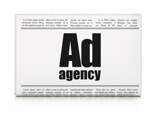 Advertising concept: newspaper headline Ad Agency