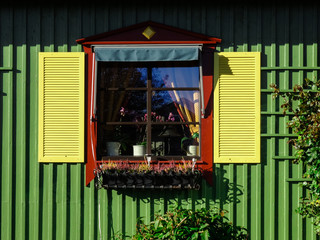 Window of the Scandinavian house. Homeliness