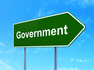 Politics concept: Government on road sign background