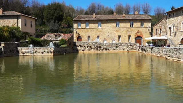 old thermal resort in Tuscany Bagno Vignoni at the Italy
