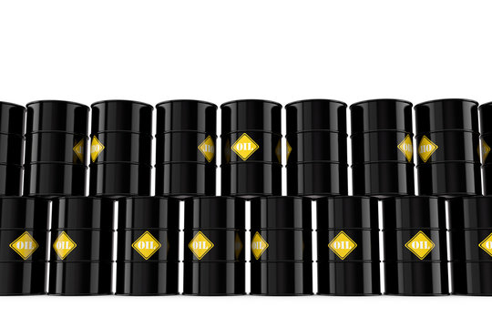 Metal oil barrel containers. 3D Rendering