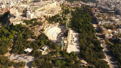 Fototapeta na wymiar Aerial drone photo of Herodus atticus theater, Attica, Greece