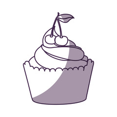delicious cupcake with cherry isolated icon vector illustration design