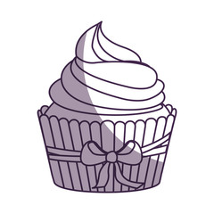 delicious cupcake with bow isolated icon vector illustration design