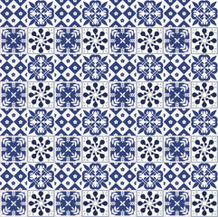 Modèle de carreaux portugais bleus - vecteur Azulejos, carreaux de design d& 39 intérieur de mode