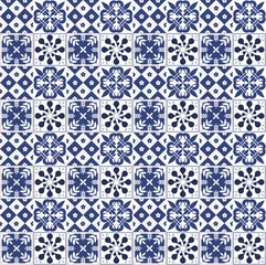 Wallpaper murals Portugal ceramic tiles Blue Portuguese tiles pattern - Azulejos vector, fashion interior design tiles