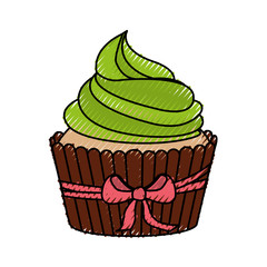 delicious cupcake with bow isolated icon vector illustration design