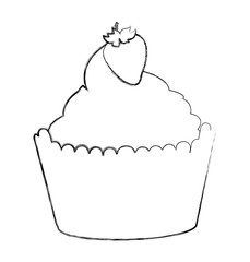 delicious cupcake with strawberry isolated icon vector illustration design