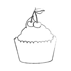 delicious cupcake with cherry isolated icon vector illustration design