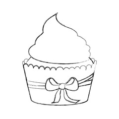 delicious cupcake with bow isolated icon vector illustration design