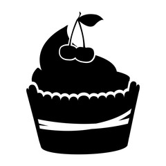 delicious cupcake with cherry isolated icon vector illustration design