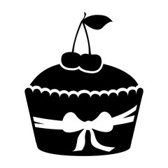 delicious cupcake with cherry isolated icon vector illustration design