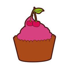 delicious cupcake with cherry isolated icon vector illustration design