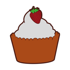 delicious cupcake with strawberry isolated icon vector illustration design