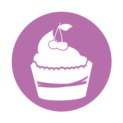 delicious cupcake with cherry isolated icon vector illustration design